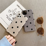 Cloth Texture Love Heart Wave Point Soft Warm PU Case For iPhone 11 Pro Max