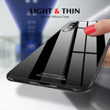Luxury Business Plain Pattern Tempered Glass Case For iPhone X 8 7 6 6S Plus