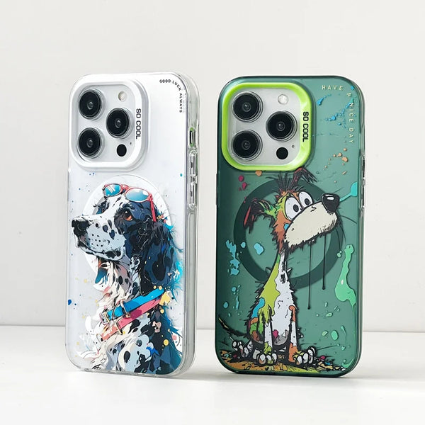Cute Colorful Pet Dog Graffi Watercolor Print Magsafe Magnetic Case for iPhone 15 14 13 12 series