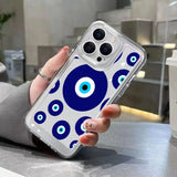 Lucky Eye Blue Evil Eye Print Shockproof Clear Soft Case For iPhone 15 14 13 12 series