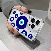 Lucky Eye Blue Evil Eye Print Shockproof Clear Soft Case For iPhone 15 14 13 12 series