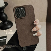 Lunar Crater Pattern PU Leather Shockproof Soft TPU Case For iPhone 15 14 13 12 series