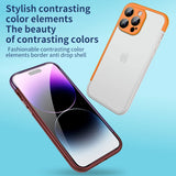 2in1 Metal Frame Color Contrast Shockproof Lens Glass Case for iPhone 15 14 13 series