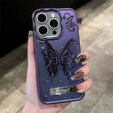 Luxury 3D Butterfly Folding Stand Bracket Hard PC Case For iPhone 15 14 13 12 series