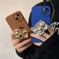 3D Electroplated Metal Holder Stand Case for iPhone 14 13 12 series