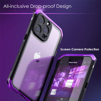 Luxury Aluminum Silicone Frame Transparent Glass Back Case For iPhone 14 13 series