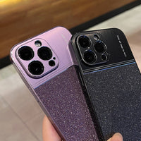 Bling Glitter Brushed Metal Laser Hard Case For iPhone 14 13 12 series