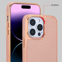 Luxury Electroplating Leather Texture Case For iPhone 14 13 12 series