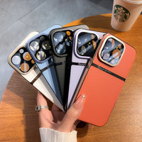 Luxury Bumper Camere Lens Full Protection Plating PU Leather Case For iPhone 14 13 series