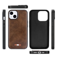 Luxury Business Plain Stitched Leather Case For iPhone 14 13 12 series