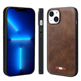 Luxury Business Plain Stitched Leather Case For iPhone 14 13 12 series