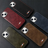 Luxury Business Plain Stitched Leather Case For iPhone 14 13 12 series