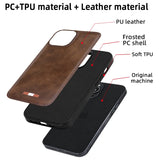 Luxury Business Plain Stitched Leather Case For iPhone 14 13 12 series