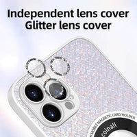 Luxury Camera Lens Glass Glitter Magnetic Magsafe Full Protection Hard Case For iPhone 14 13 12 series