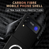 Carbon Fiber Pattern Magsafe Magnetic Wireless Charging Hard Case for Samsung Z Flip 4 3