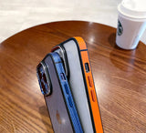 Luxury Carbon Fiber Texture Leather Frame Metal Lens Protection Case For iPhone 15 14 13 12 series
