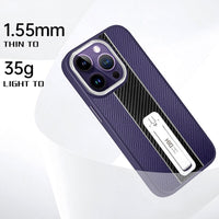 Luxury Carbon Fiber Texture Stand TPU Soft Frame Shockproof Bracket Case For iPhone 14 13 12 series