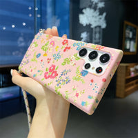 Luxury Cartoon Flower Crossbody Lanyard Case For Samsung Galaxy S22 series