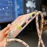 Luxury Cartoon Flower Crossbody Lanyard Case For Samsung Galaxy S22 series