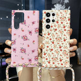 Luxury Cartoon Flower Crossbody Lanyard Case For Samsung Galaxy S22 series