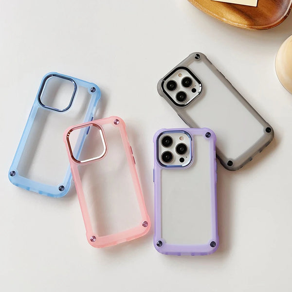 Anti-Shock Clear PC + TPU Case For iPhone 15 14 13 12 series