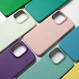 Luxury Solid Pastel Color Premium Leather Case For iPhone 15 14 13 12 series