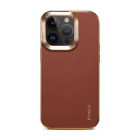 Luxury Leather Electroplated Camera Bumper Shockproof Case For iPhone 14 13 12 series