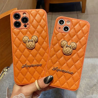 Luxury Cute Cartoon Lens Protection Leather Case For iPhone 14 13 12 series