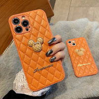 Luxury Cute Cartoon Lens Protection Leather Case For iPhone 14 13 12 series