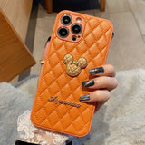 Luxury Cute Cartoon Lens Protection Leather Case For iPhone 14 13 12 series