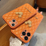Luxury Cute Cartoon Lens Protection Leather Case For iPhone 14 13 12 series