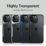 2024 Luxury Acrylic Transparent Electroplated Soft Frame Case For iPhone 15 14 13 Series