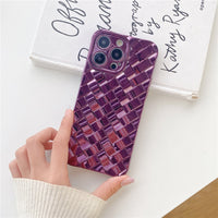 Electroplated Grid Weave Pattern Silicone Case for iPhone 14 13 12 series