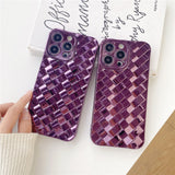 Electroplated Grid Weave Pattern Silicone Case for iPhone 14 13 12 series