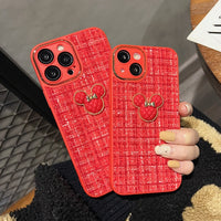 Luxury Fabric Cute 3D Cartoon Pattern Case With Lens Film For iPhone 14 13 12 series