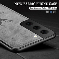Deer Pattern Soft TPU Frame Cloth Texture Case For Samsung Galaxy S23 S22 S21 series