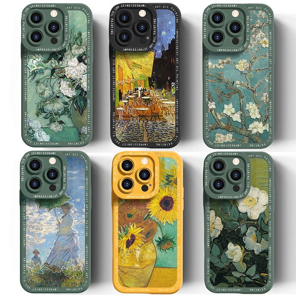 Sunflower Art Painting Soft Cases For iPhone 14 13 12 series