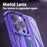 Luxury Fluorescence Metal Lens Shockproof Matte Transparent Case For iPhone 14 series
