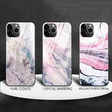 Luxury Full Protective Case Tempered Glass TPU Hard Marble Back Cover For iPhone 11 Pro Max