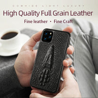 Luxury Genuine 3D Dragon Head Grain Cow Leather Case For iPhone 11 11 Pro Max X XS XS MAX XR