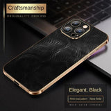 Luxury Retro Genuine Leather Case With Lens Protection For iPhone 15 series