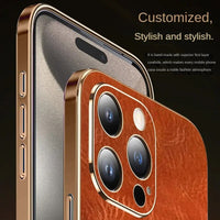 Luxury Retro Genuine Leather Case With Lens Protection For iPhone 15 series