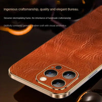 Luxury Retro Genuine Leather Case With Lens Protection For iPhone 15 series