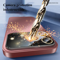 Luxury Glass Camera Lens Protection Matte Shockproof Bumper Hard Case For iPhone 14 13 12 series