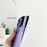 Luxury Glass Full Camera Film Protector Gradient Soft Case For iPhone 14 13 12 series