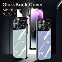 Luxury Glass Metal Lens Film Protection TPU Soft Case For iPhone 14 13 12 series