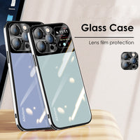 Luxury Glass Metal Lens Film Protection TPU Soft Case For iPhone 14 13 12 series