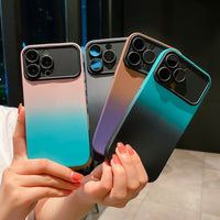 Luxury Gradient Soft Silicone Case With Big Window Camera Lens For iPhone 14 13 12 series