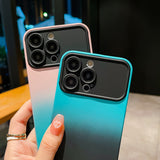 Luxury Gradient Soft Silicone Case With Big Window Camera Lens For iPhone 14 13 12 series