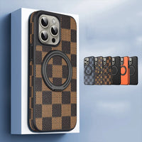 Luxury Wireless Charging Leather Case With 360° Rotating Bracket Phone Case For iPhone 15 14 13 series